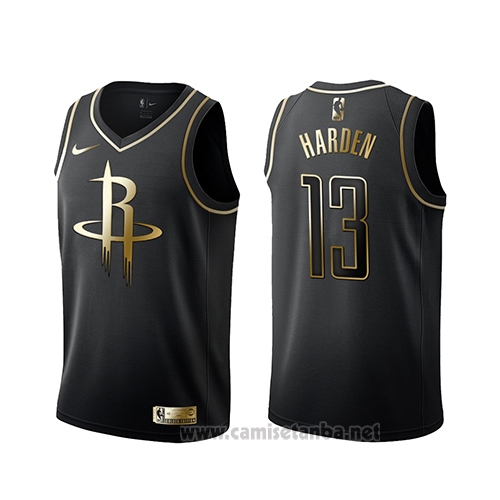 Camiseta Golden Edition Houston Rockets James Harden #13 Negro